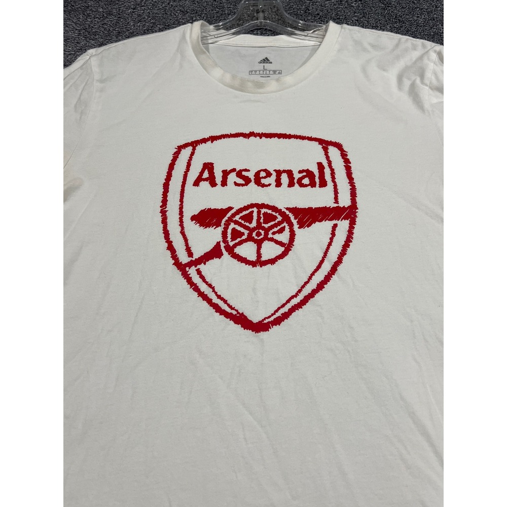 Adidas Arsenal FC Graphic T-Shirt Mens Large White Red Crest Soccer Futbol Tee
